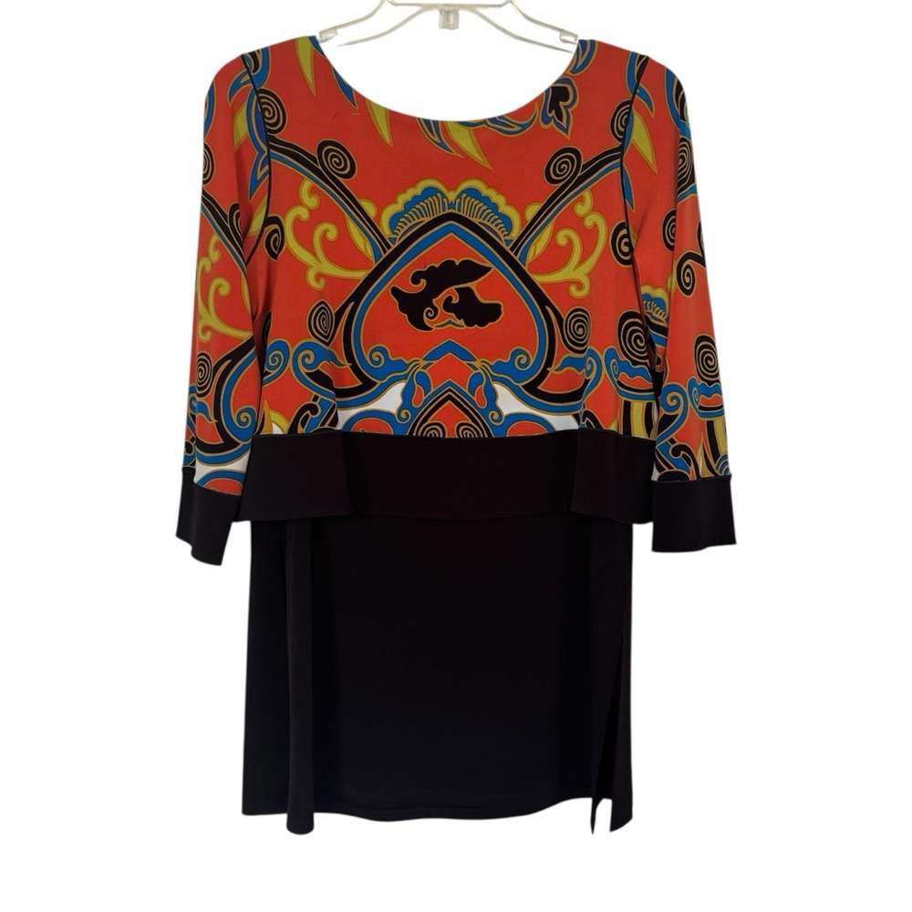 Eva Varro Tunic Top Multicolor Long Sleeves Size M